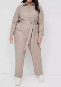 NEU LANE BRYANT TAUPE EINÄRMELIGER STRETCH KUNSTLEDER JUMPSUIT ÜBERGRÖSSE 20 - Bild 1 von 7