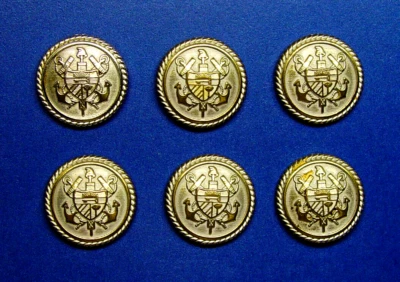 Set of 6 NECESSARY OBJECTS  1" SILVER TONE REPLACEMENT BUTTONS, GOOD USED COND. - Image 1 of 4