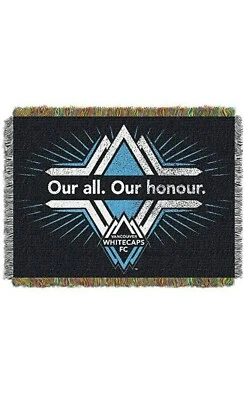 MLS 温哥华白帽手工制作编织挂毯,48 x 60 — 第 1/4 张图片