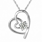 Women 925 Sterling Silver Heart Pendant Cz Necklace 18" Chain Box G2