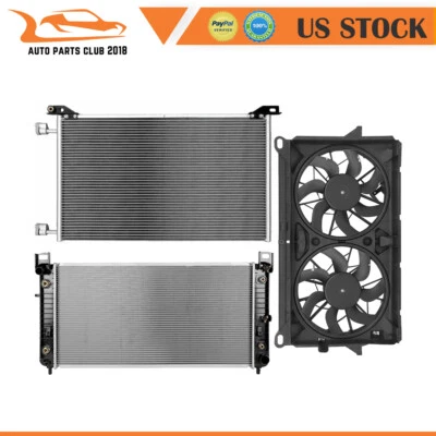 Radiator Condenser Cooling Fan Kit Fit for 2007 2008-2014 Cadillac Escalade - Изображение 1 из 4