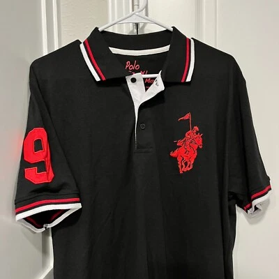 Camisa polo Franky Max para hombre XL negra manga corta mezcla de algodón Foto 1 de 4