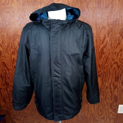 Chaqueta cortavientos F. O. G. by London Fog para hombre con capucha cremallera frontal negra talla L Foto 1 de 4