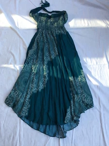 Sommer Kleid L 42 neuwertig mit Gummizug Stretch Neckholder Zipfelrock petrol - Bild 1 von 5