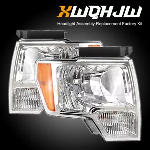 Headlights HeadLamps Left & Right Side Black Fit For 2009-2014 Ford F150 - Foto 1 di 12