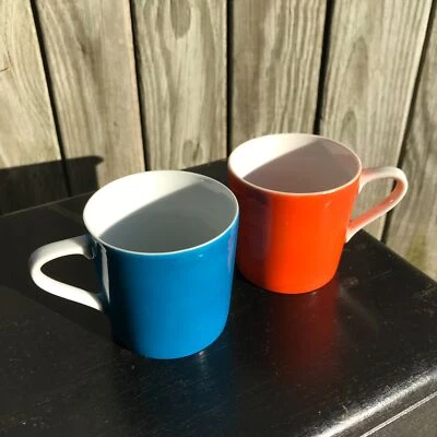 Juego De Colección De 2 Tazas De Café De Colores Atómicos Naranja Y Azul Porcelana Taza De Desayuno Foto 1 de 4