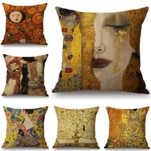 Gustav Klimt Art Gallery Printed Cushion Cover Luxury Decorative Sofa Car - Picture 1 of 27
