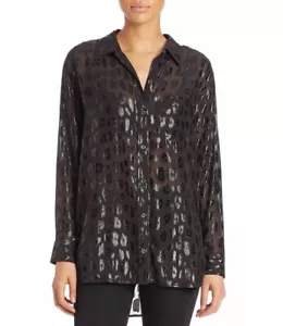 EQUIPMENT Seiden-Hemdbluse Daddy Metallic Leopardenmuster Schwarz Größe Small S - Bild 1 von 5