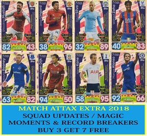 Match Attax Extra 2017 2018 17 18 Team Updates Record Breakers Magic Moments