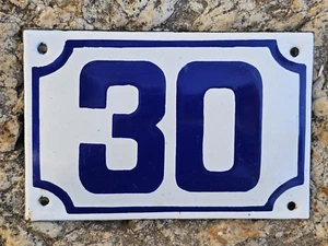 Vintage ISRAELI enamel porcelain number 30 street house address sign # 30 - Picture 1 of 2