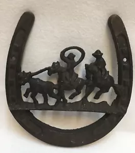 Cast Iron Horseshoe Wall Decor Smooth Finish Horse Cattle Cowboy Round Up - Picture 1 of 4
