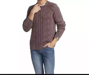 RAG & BONE Dexter Aran Cable Knit Cranberrry Sweater Medium - Picture 1 of 7