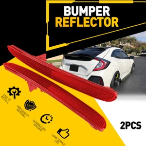 FOR 2017-2021 Honda Civic Hatchback Red Lens Rear Bumper Reflectors Assemblies - Picture 1 of 8