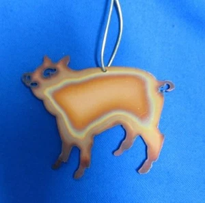 Hand Crafted Laser/Plasma Cut Copper Pig Ornament Burnished Patina - Picture 1 of 2