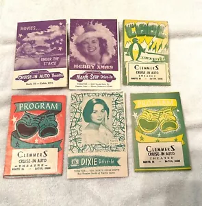DRIVE-IN Theatre Programs 50s Dixie North Star Clemmers Cruise-In Auto Ohio 6pc - Picture 1 of 12