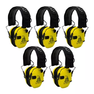 Walkers Razor Shooting Muffs Do not Tread On Me Yellow 5 Pack - Picture 1 of 6