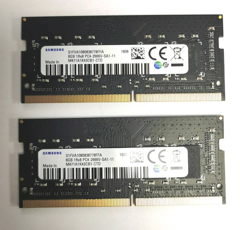 Samsung 16GB 2x8GB 1Rx8 PC4-2666V DDR4-2666MHz SODIMM 260 Pin Laptop Memory RAM - Image 1 of 1