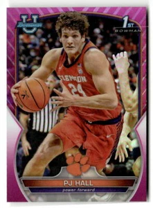 2022-23 Bowman University Chrome #19 PJ Hall Pink Clemson Tigers - Picture 1 of 2