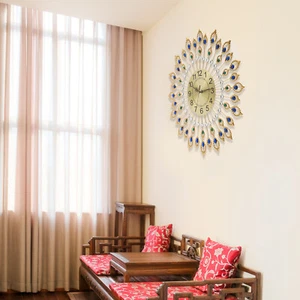 Luxury 26.4" Peacock Large Wall Clock Modern 3D Metal Wall Watch Home Decoration - Picture 1 of 16