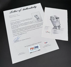 Caroll Spinney 5x7 ORIGINAL ART Oscar The Grouch Mülleimer Aquarell PSA Sesam - Bild 1 von 6