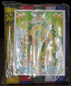 Tibetische Gebetsfahnen aus Baumwolle (10 Blatt) Länge 160 cm - 5er Set - Bild 1 von 7