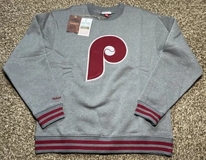 NEW Mitchell & Ness Philadelphia Phillies MLB Snow Washed Logo Crewneck (Large) - Picture 1 of 3