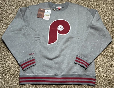 NEW Mitchell & Ness Philadelphia Phillies MLB Snow Washed Logo Crewneck (Large) - Image 1 of 3