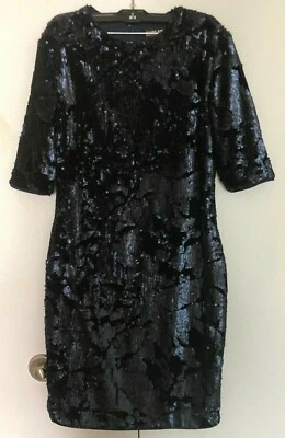 Vestido de Fiesta Marc Bouwer Talla M💎 Vestido Azul Marino Adornado Lentejuelas Foto 1 de 4