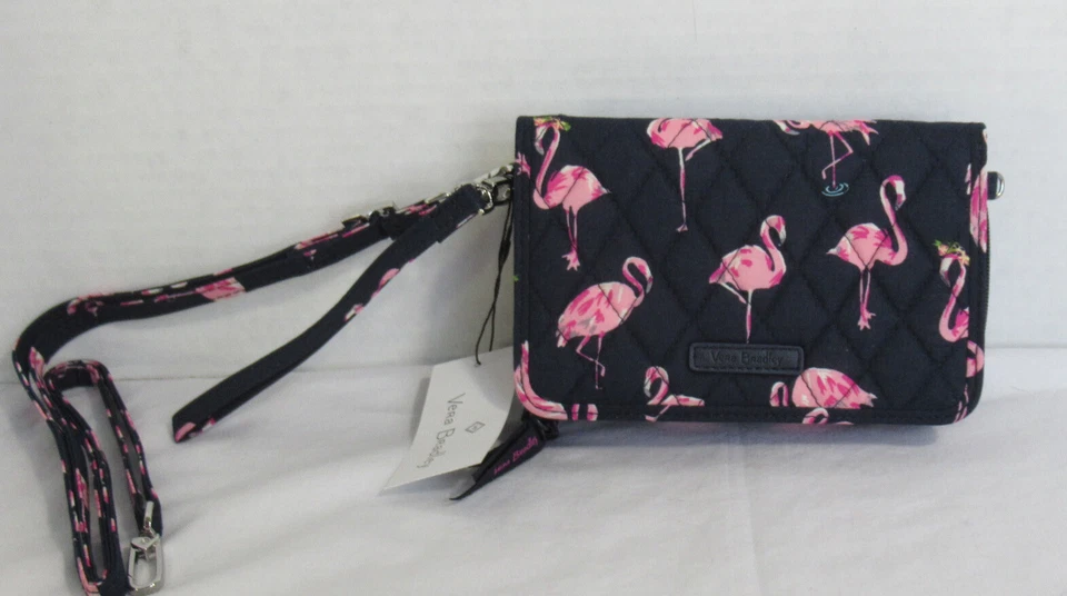Vera Bradley RFID 3 in 1 Crossbody Wristlet Bag Purse Flamingo Fiesta