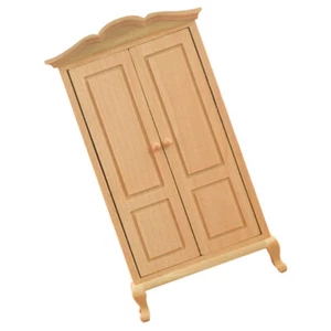 Wooden Furniture Model Dolls House Wardrobe Mini Miniature Ornament Baby - Picture 1 of 12