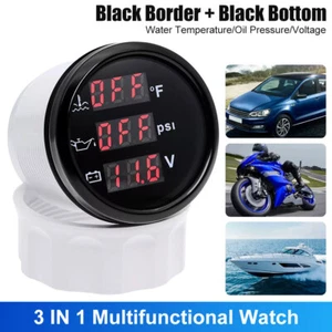 52MM 3 in1 Gauge Water Temp Oil Pressure Volt Waterproof for Truck ATV Boat Car - Picture 1 of 17