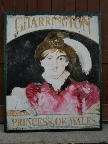 Antique, Hand Painted  English "Princess of Wales" Pub Sign Charrington Brewery Cover