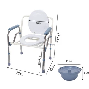 White Toilet Chair with Toilet Bucket Shower Chair Commode Seat Toilet Aid - Picture 1 of 18
