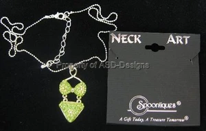 Collana costume da bagno bikini strass verde collo arte cucchiaio 6769 - Foto 1 di 1
