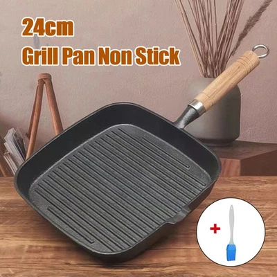 Grill Pan Non Stick Griddle Frying Poring Lips Induction Skillet Cooking Steak - Image 1 of 4