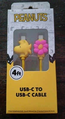Peanuts Snoopy Woodstock and Flower 4Ft USB-C to USB-C Cable - Image 1 of 4