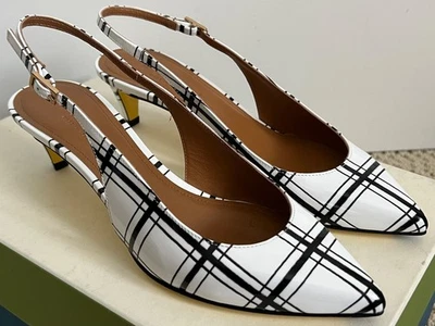 Nuevo en Caja Zapatos de salón Marni Rhythm Check Blanco Negro Charol 36.5 6.5 $995 Foto 1 de 4