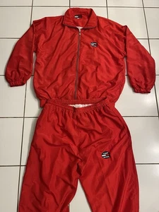 Tommy Hilfiger Red Tracksuit Set XL Jacket Pants Nylon Windbreaker 90s Vintage - Picture 1 of 12