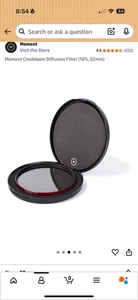 Moment 52mm CineBloom Diffusion Filter, 10% Diffusion - Picture 1 of 3