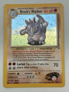 Pokémon Brock's Rhydon Gym Heroes Unlimited 2/132 Holo Rare MP - Picture 1 of 2