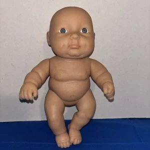 Plastic Baby Doll 9.5” Chubby Nude Blue Eyes-Unmarked- Estate Find - Picture 1 of 8