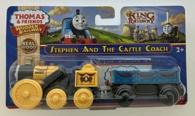 NEW - Thomas & Friends Wooden Railway Train Tank - Stephen and Open Castle Coach - Image 1 of 4