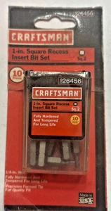 NOS CRAFTSMAN 10 PC 1" SQUARE #2 RECESS INSERT BITS MADE IN USA 1/4" HEX HOLDER - Picture 1 of 3