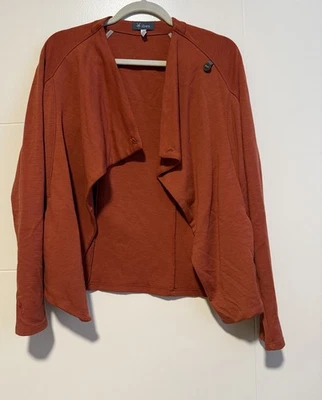 Cárdigan drapeado delantero abierto IBEX suéter naranja óxido para mujer lana merino talla S Foto 1 de 4