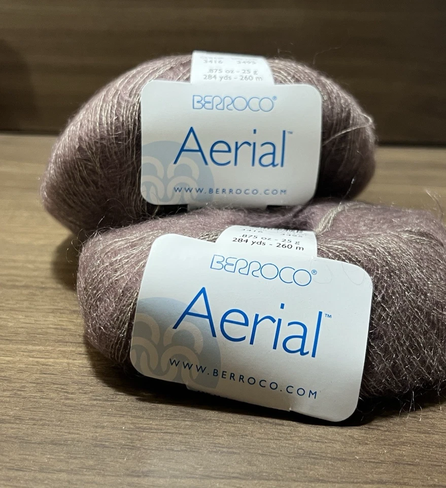 Hilo AERIAL Berroco MARRÓN #3416 Mohair/Seda 25gr/284yds ea. Juego de 2 Foto 1 de 4