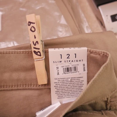 Lucky Brand 121 Slim Straight Men's Stretch Sateen Jeans Pants Beige Size 34x32 - Image 1 of 4