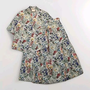 Vtg Geiger Jacket & Skirt Set Womens US14 European 44 Floral Linen Blend Austria - Picture 1 of 23