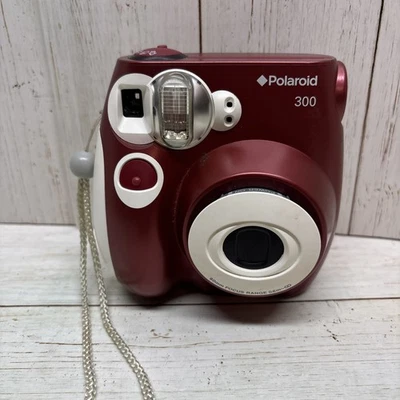 Polaroid 300 Instant Camera Red White Mini Film Instant Flash Retro Photo Snap - Image 1 of 2