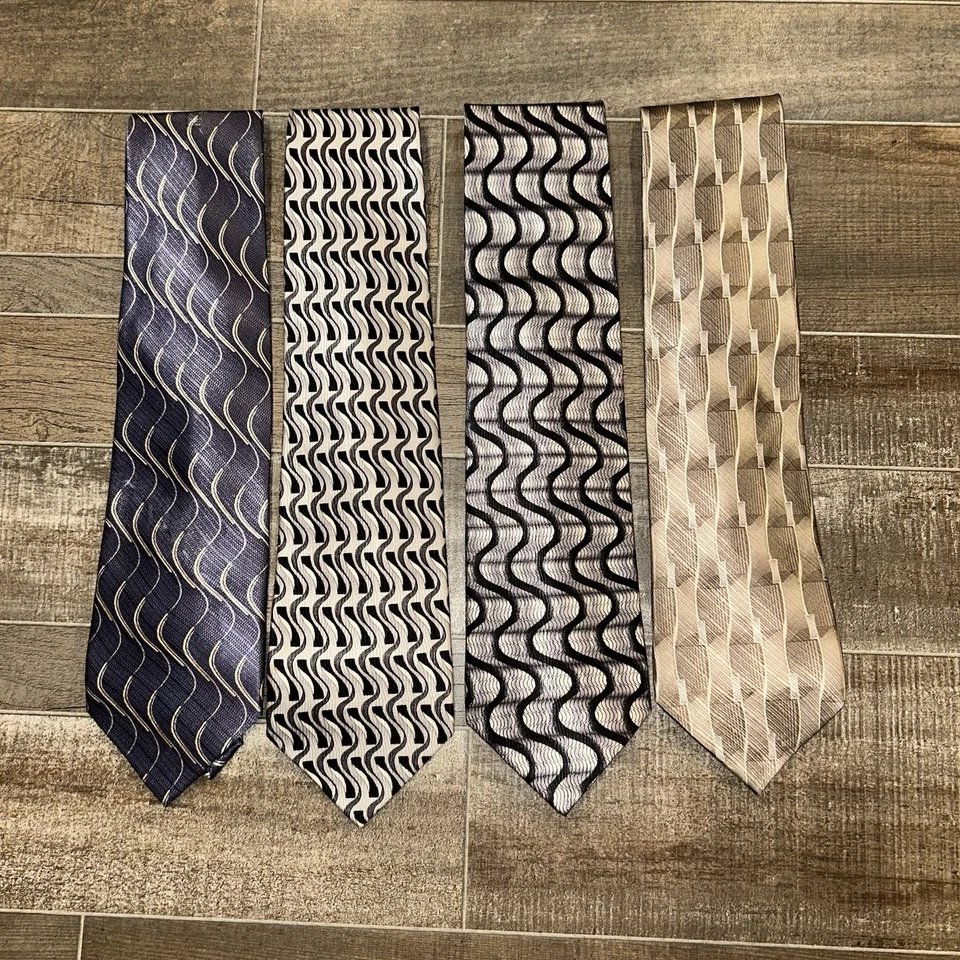 Lot Of 4 Designer Silk Neckties Italy USA Enrico Guccini  - Image 1 of 3