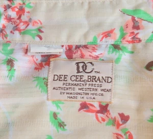 Vintage Dee Cee Brand Western Short Sleeve Sawtooth Shirt - Cream Rose 15 ½ - M - Picture 1 of 19